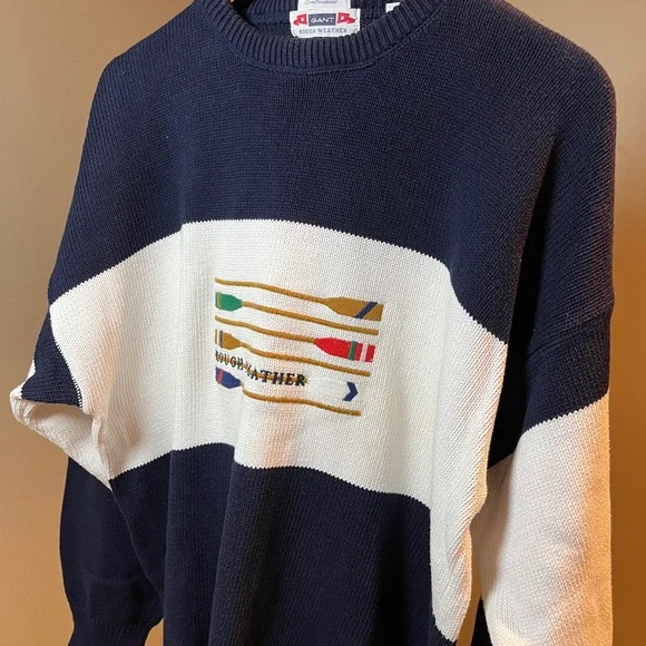 Vintage GANT Rough Weather Embroidered Coastal Sweater - Nautical Preppy - XL - Picture 9 of 13